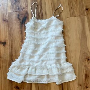 Princess Polly White Fringe Sleeveless Dress